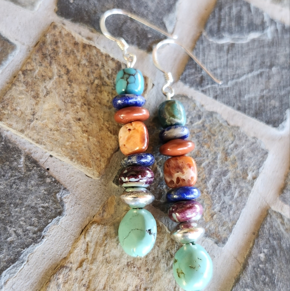 Sterling Silver Artisan Made Gemstone Earrings - image 4